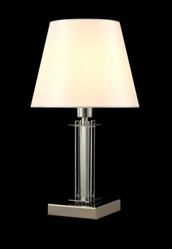 Настольная лампа NICOLAS LG1 NICKEL/WHITE Crystal Lux белая 1 лампа, основание никель металл стекло в стиле современный  фото 4